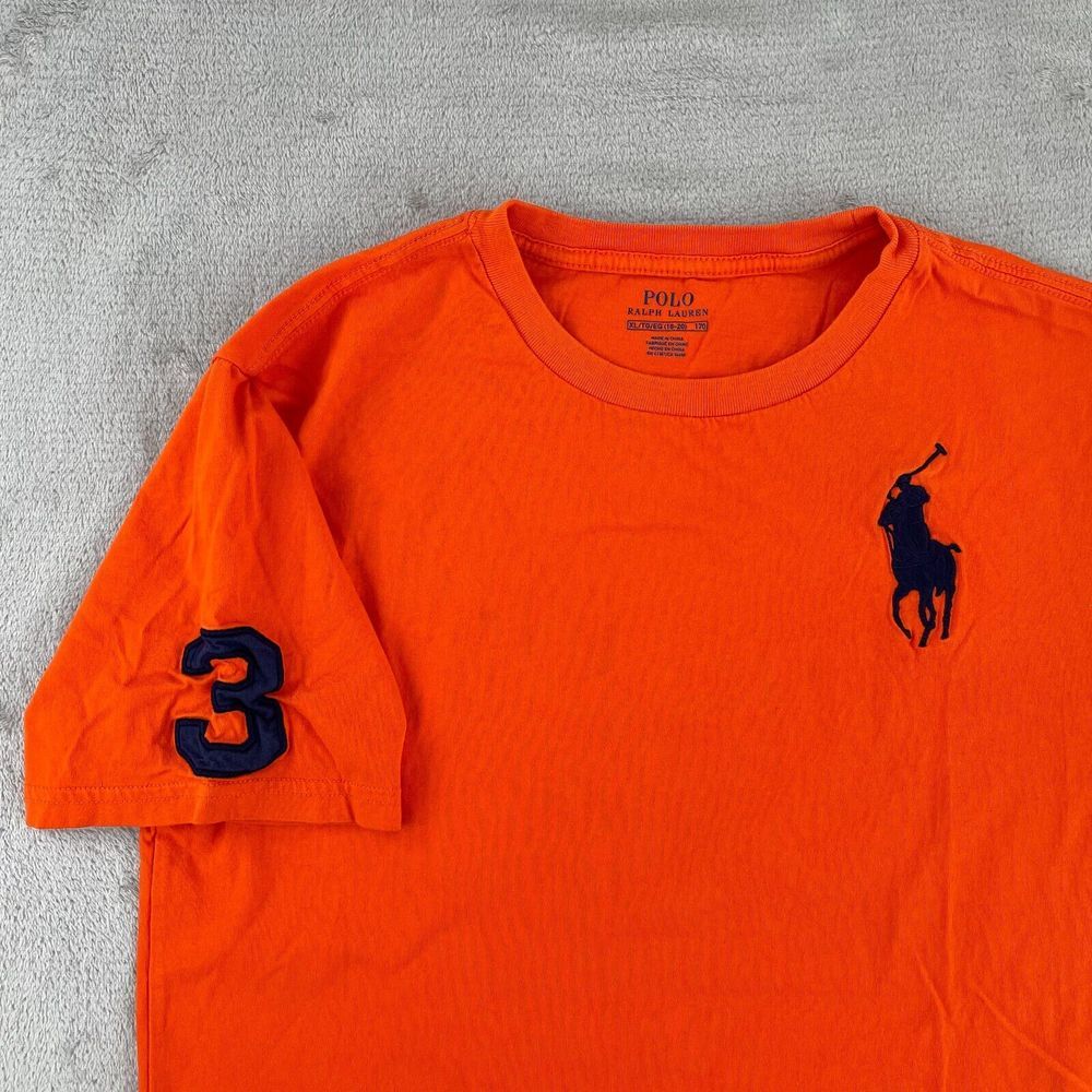 Polo Ralph Lauren T Shirt Kids XL‎ (18-20) Orange Crew Big Pony #3 Short Sleeve